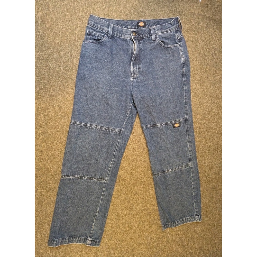 Dickies Double Knee Relaxed Jeans Size 34x32 Blue Denim Carpenter Work Pants
